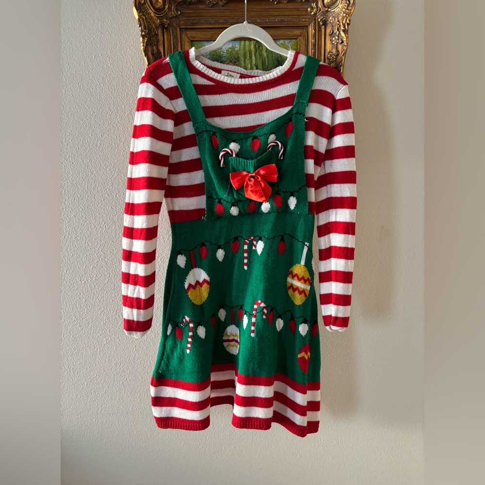 Born Famous Red and White Striped Christmas Dress